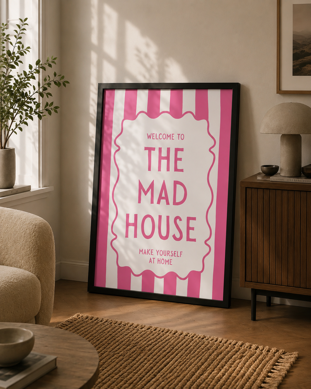 Welcome To The Mad House Print - Pink