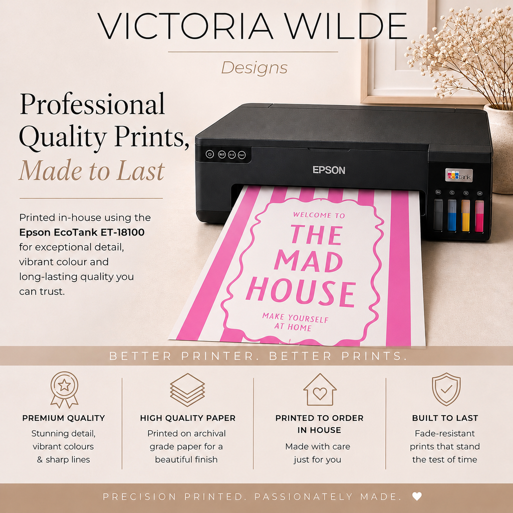Welcome To The Mad House Print - Pink