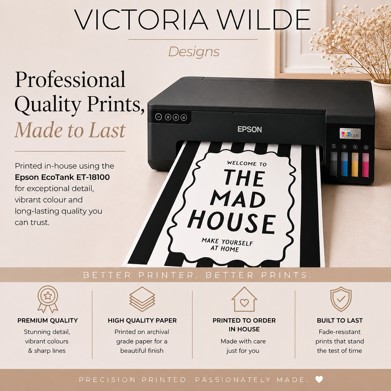 Welcome To The Mad House Print - Black