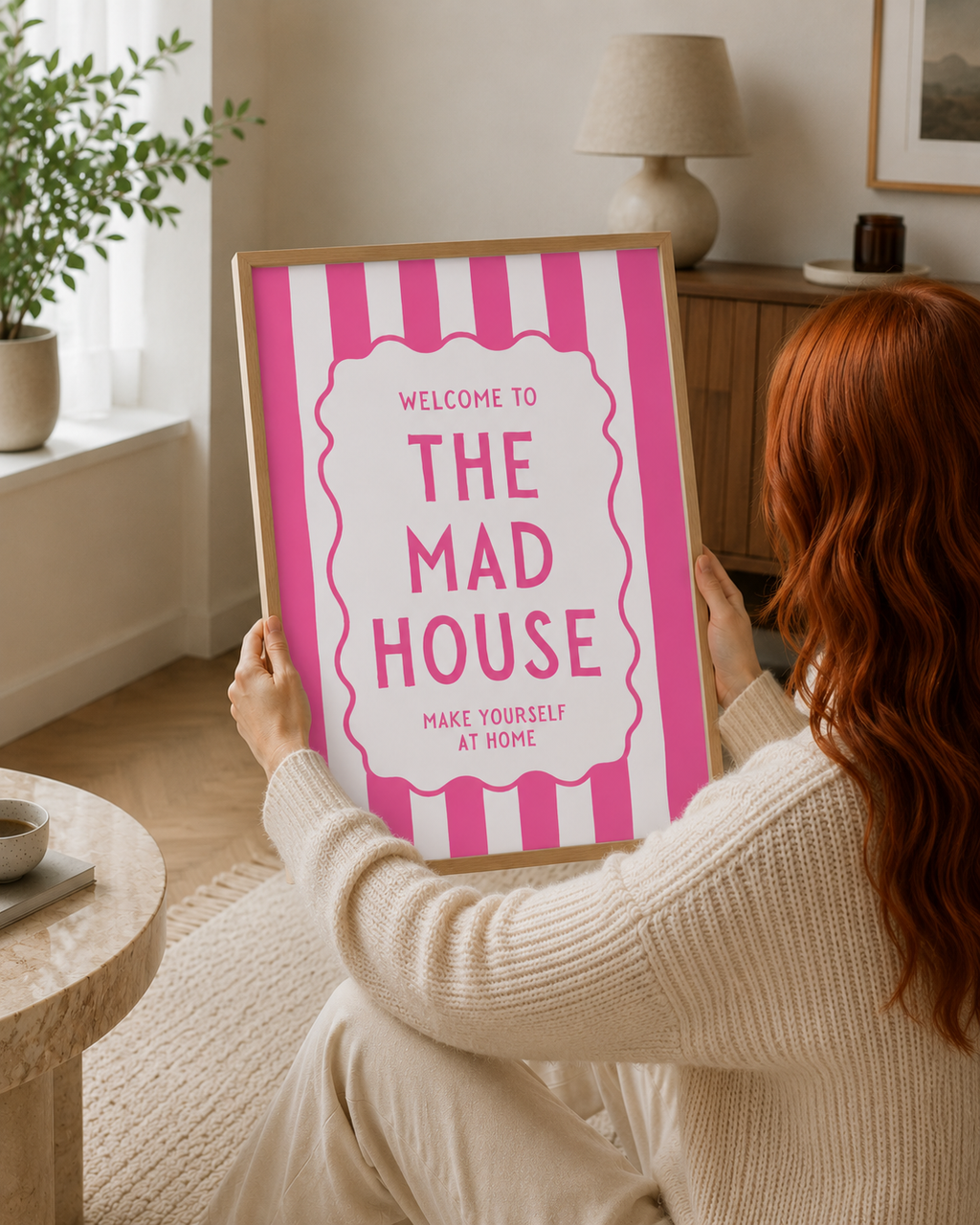 Welcome To The Mad House Print - Pink