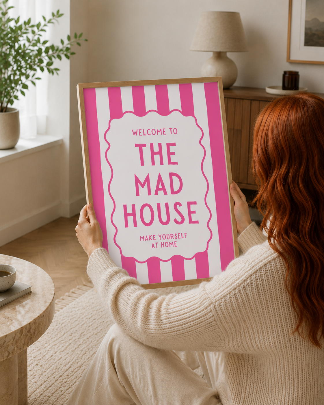 Welcome To The Mad House Print - Pink