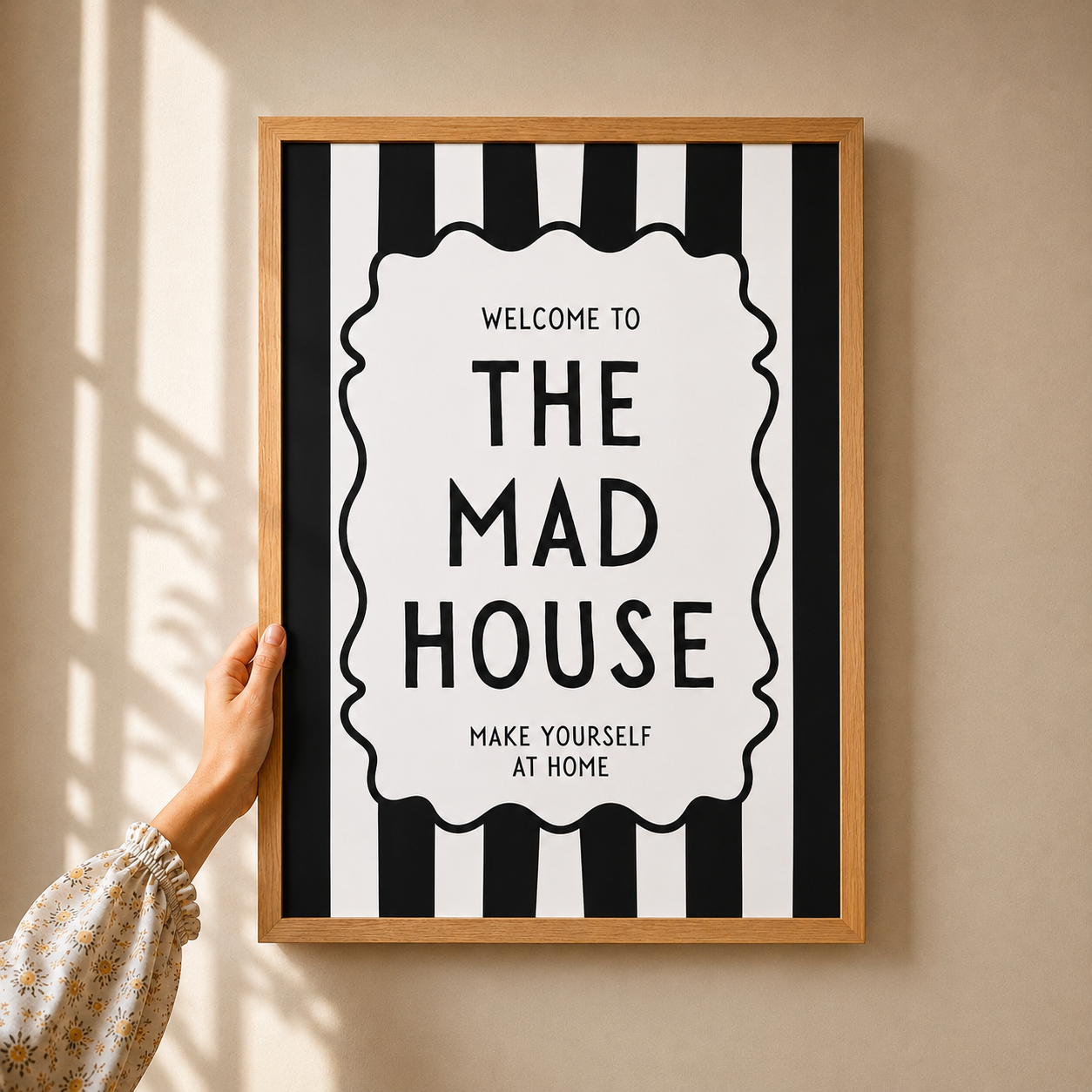 Welcome To The Mad House Print - Black