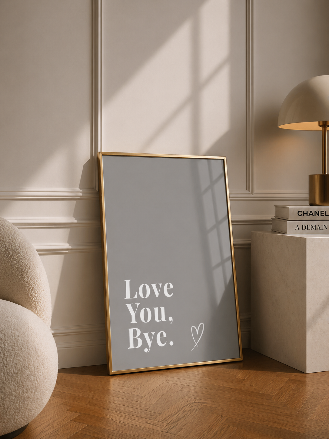 Love You, Bye Print | Warm Grey