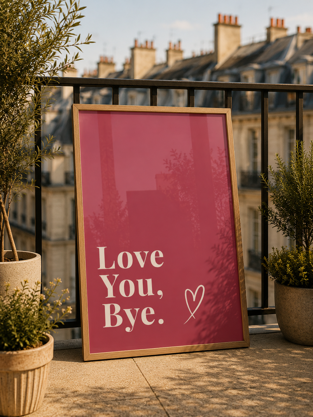 Love You, Bye Print | Raspberry