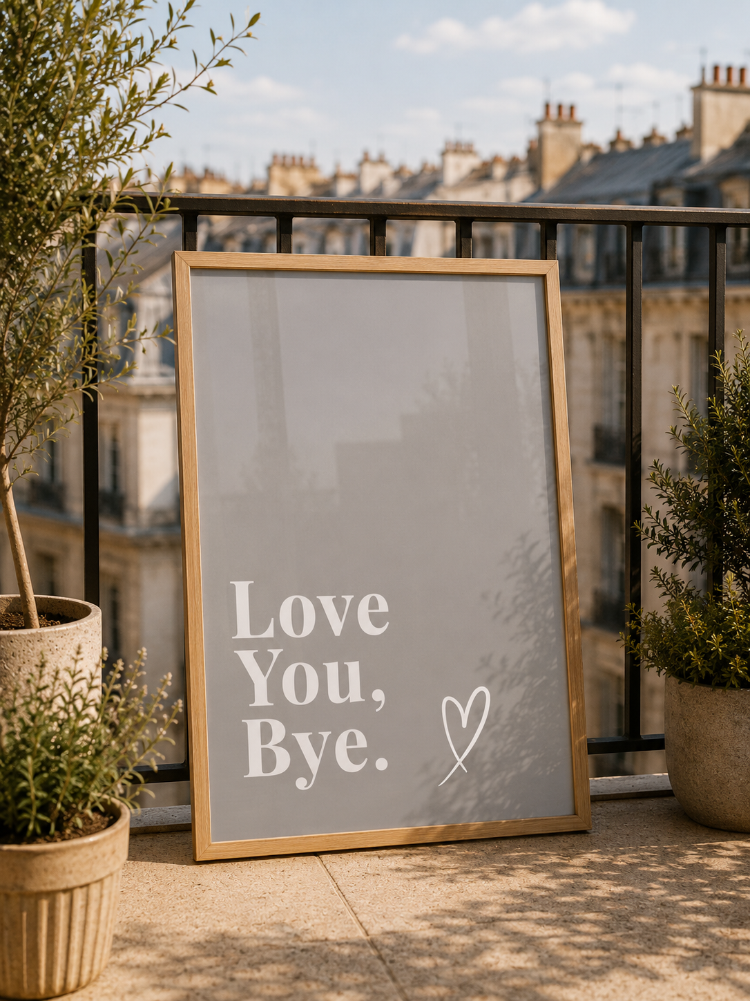 Love You, Bye Print | Warm Grey