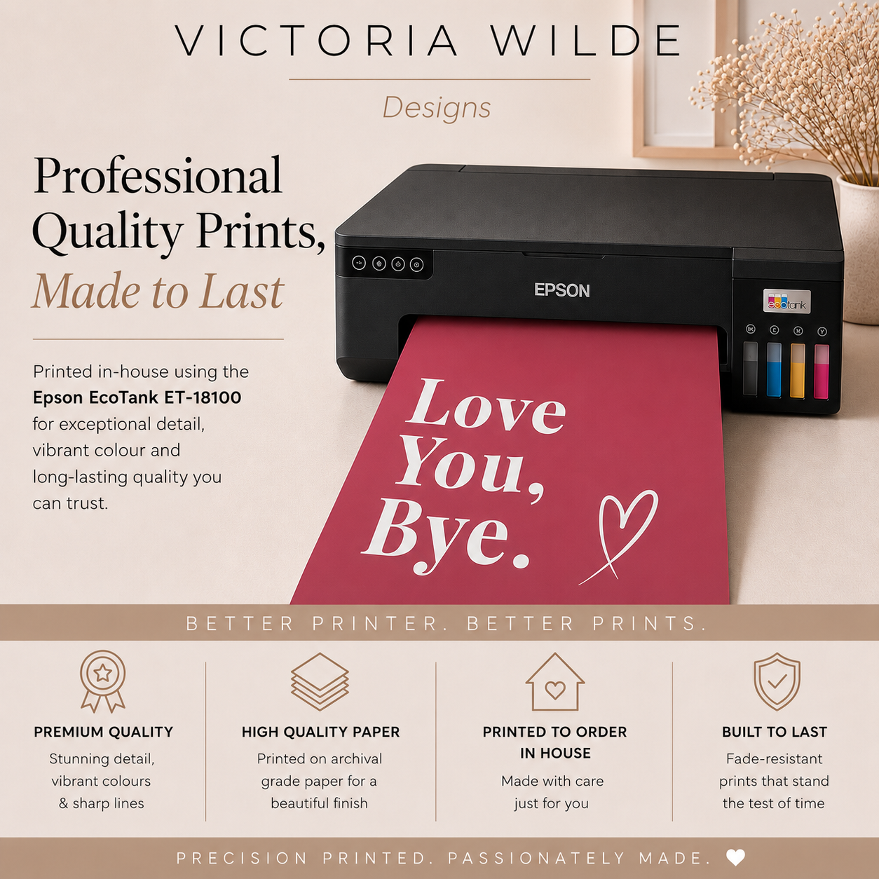 Love You, Bye Print | Raspberry