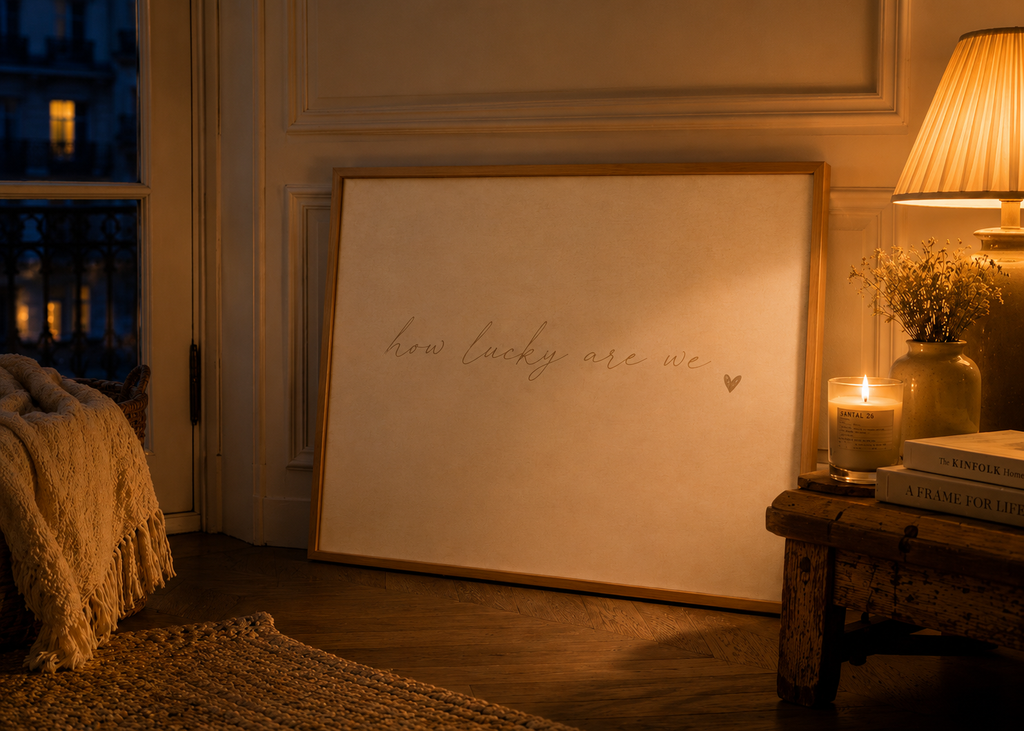 How Lucky Are We Art Print | Soft Linen