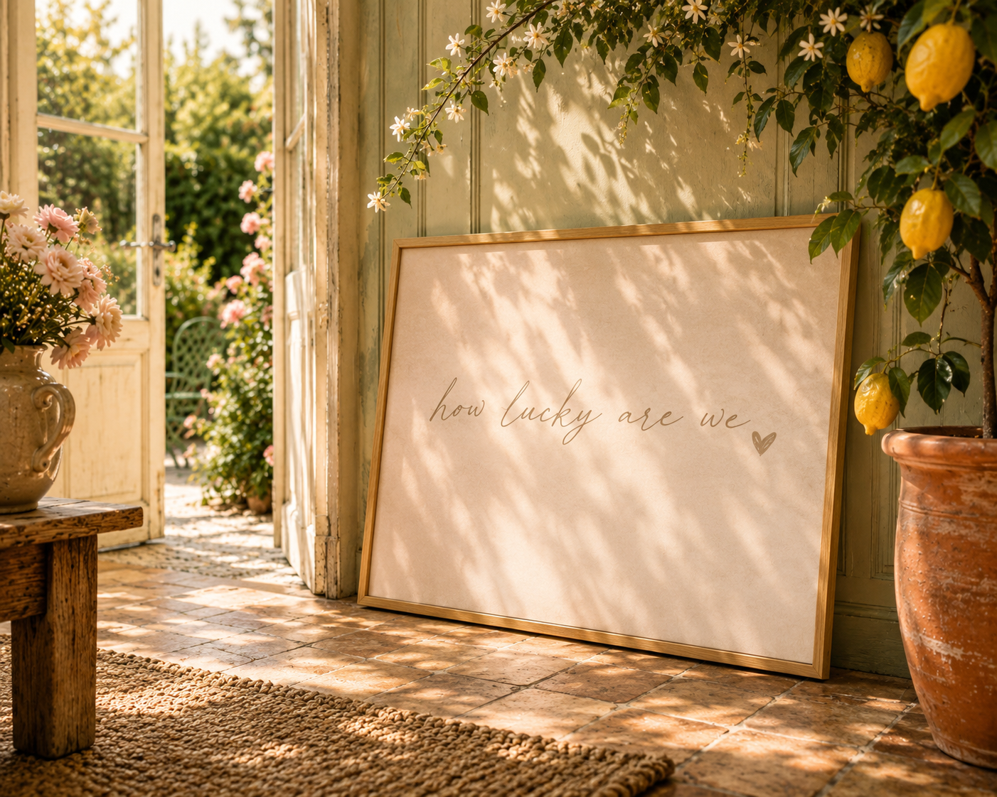 How Lucky Are We Art Print | Soft Linen