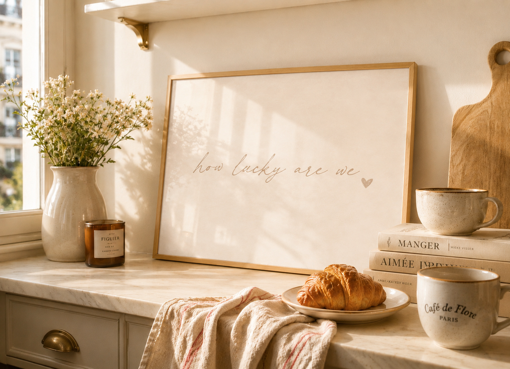 How Lucky Are We Art Print | Soft Linen