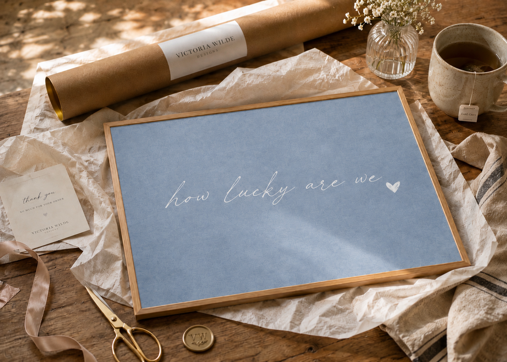 How Lucky Are We Art Print | Misty Blue