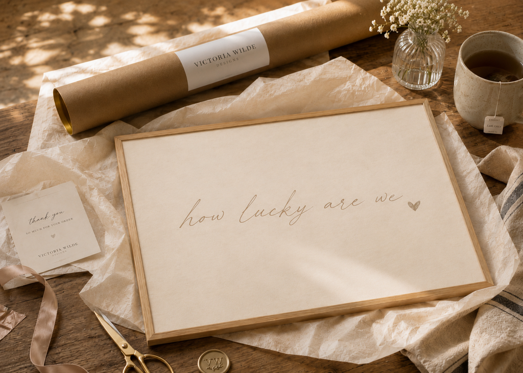 How Lucky Are We Art Print | Soft Linen