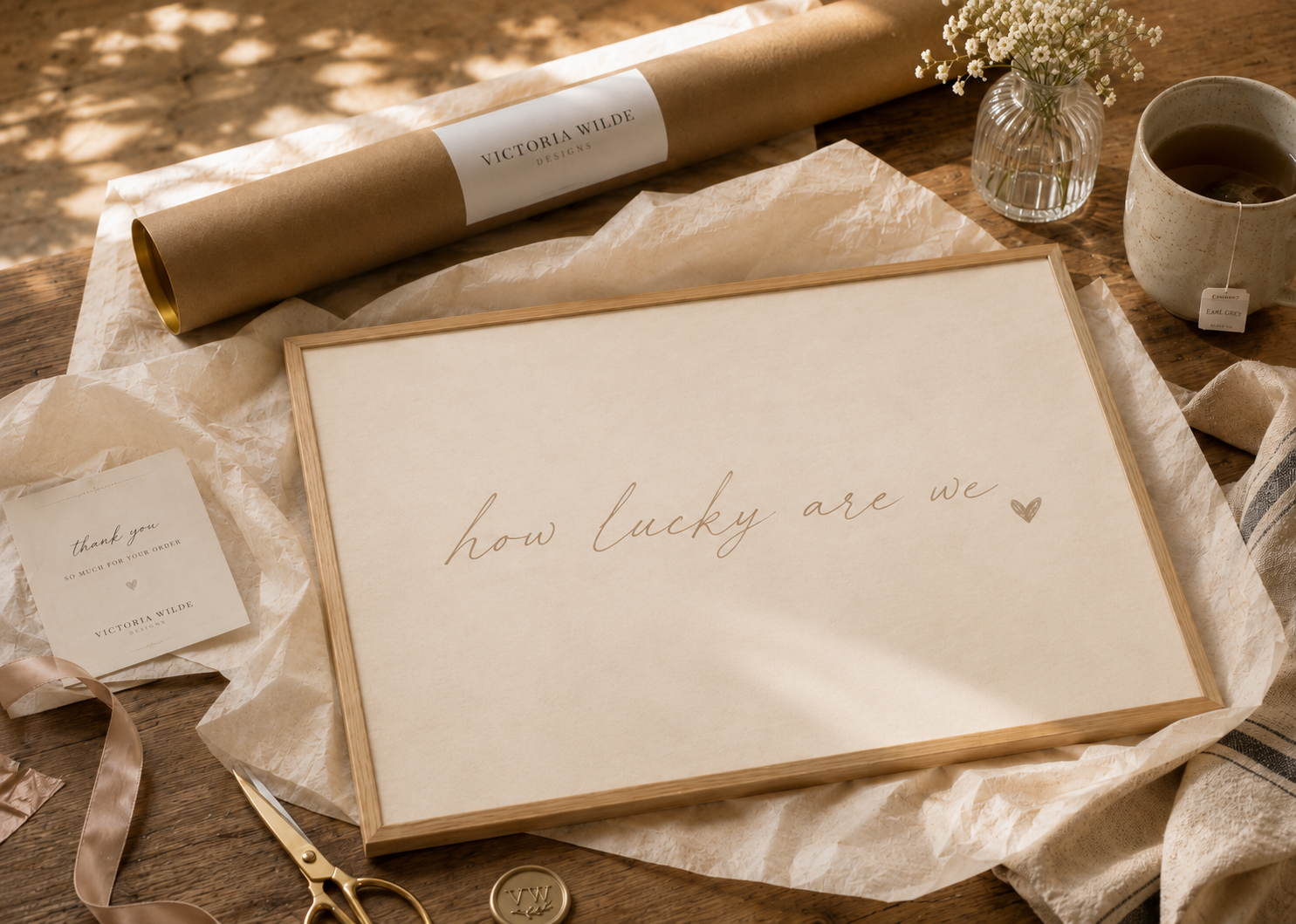 How Lucky Are We Art Print | Soft Linen
