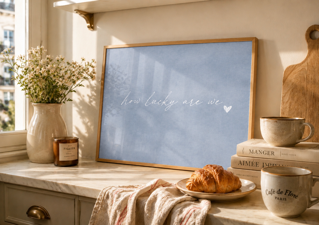 How Lucky Are We Art Print | Misty Blue