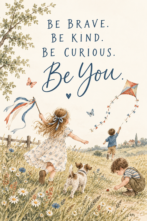 Be Brave Be Kind Be Curious Children's Print