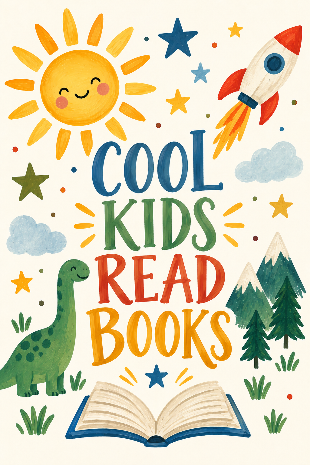 Cool Kids Read Books Dino Print