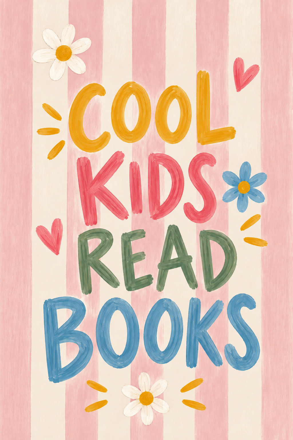 Cool Kids Read Books Print | Pink