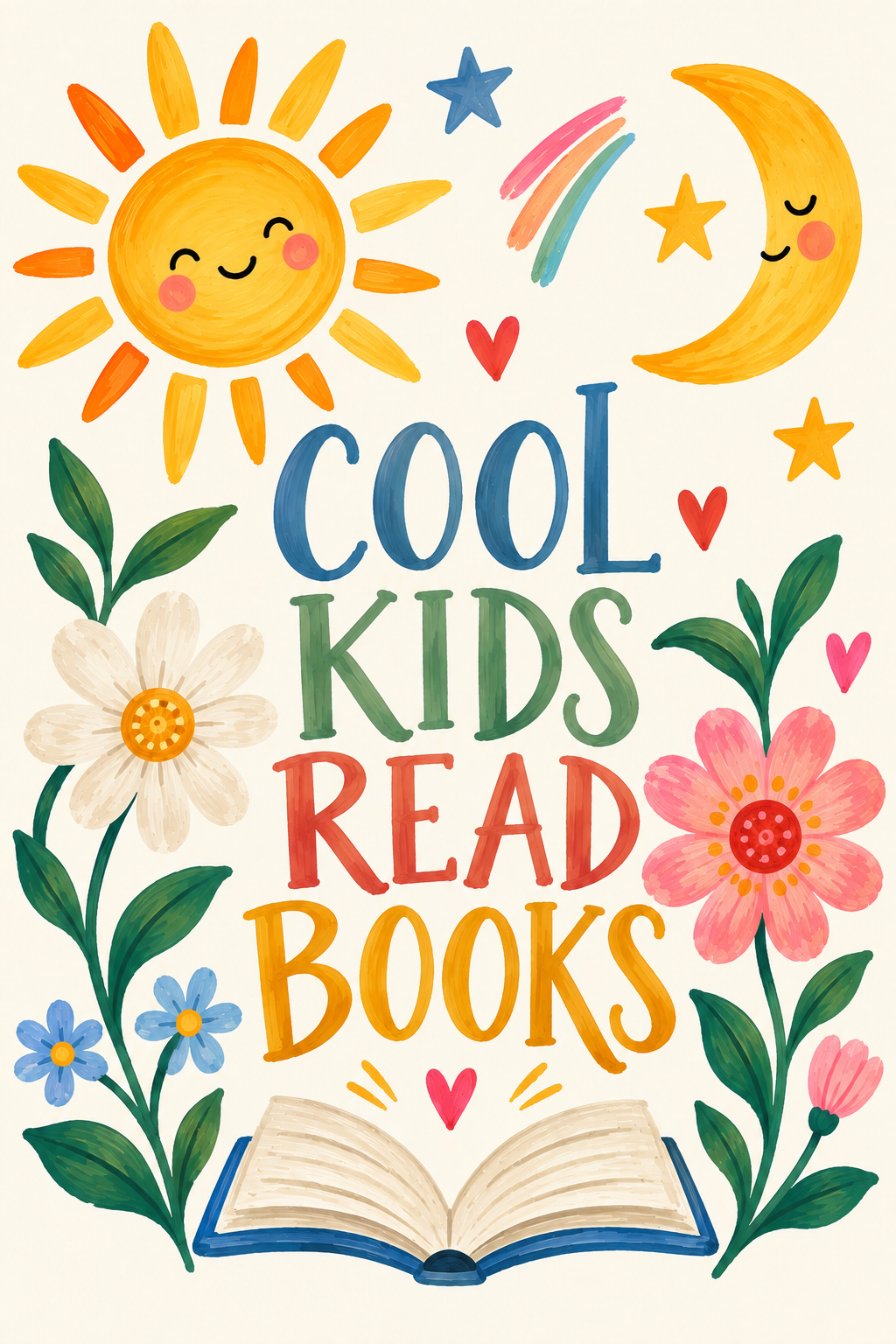 Cool Kids Read Books Floral Print
