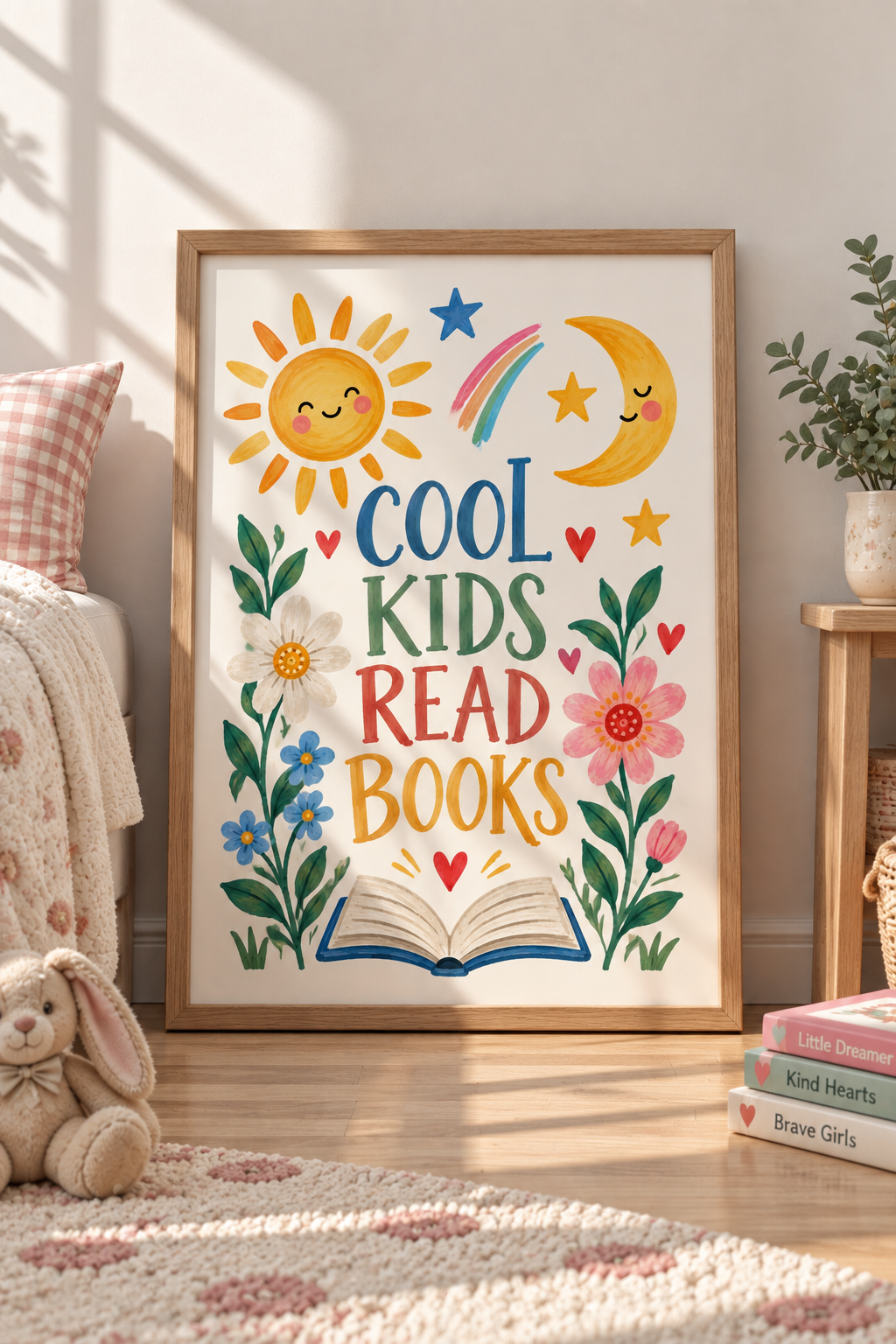 Cool Kids Read Books Floral Print