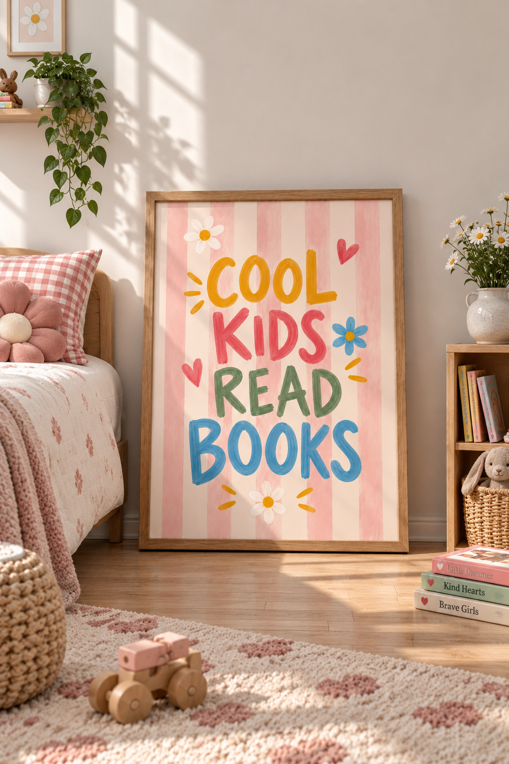 Cool Kids Read Books Print | Pink