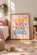 Cool Kids Read Books Print | Pink