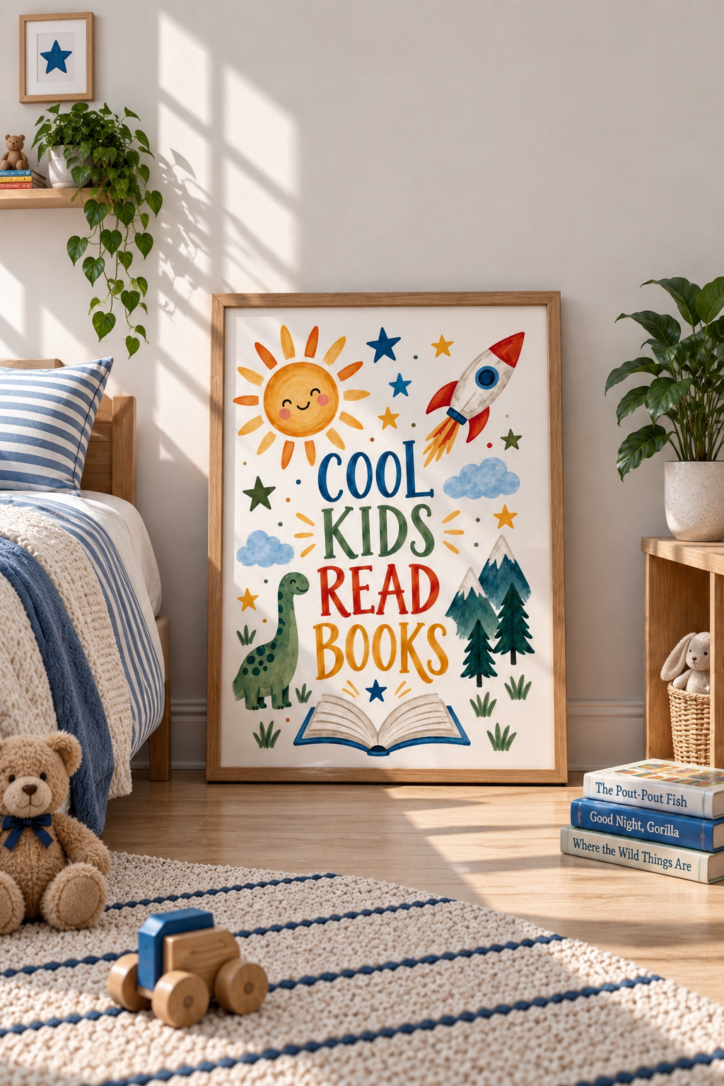 Cool Kids Read Books Dino Print