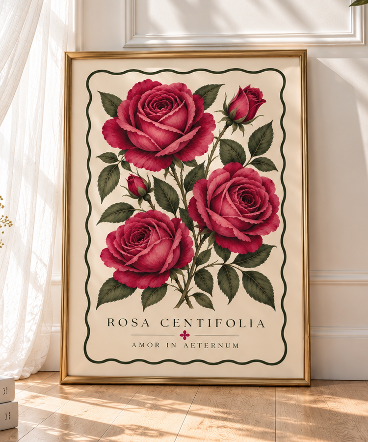 Rosa Centifolia | Vintage Rose Botanical Art Print