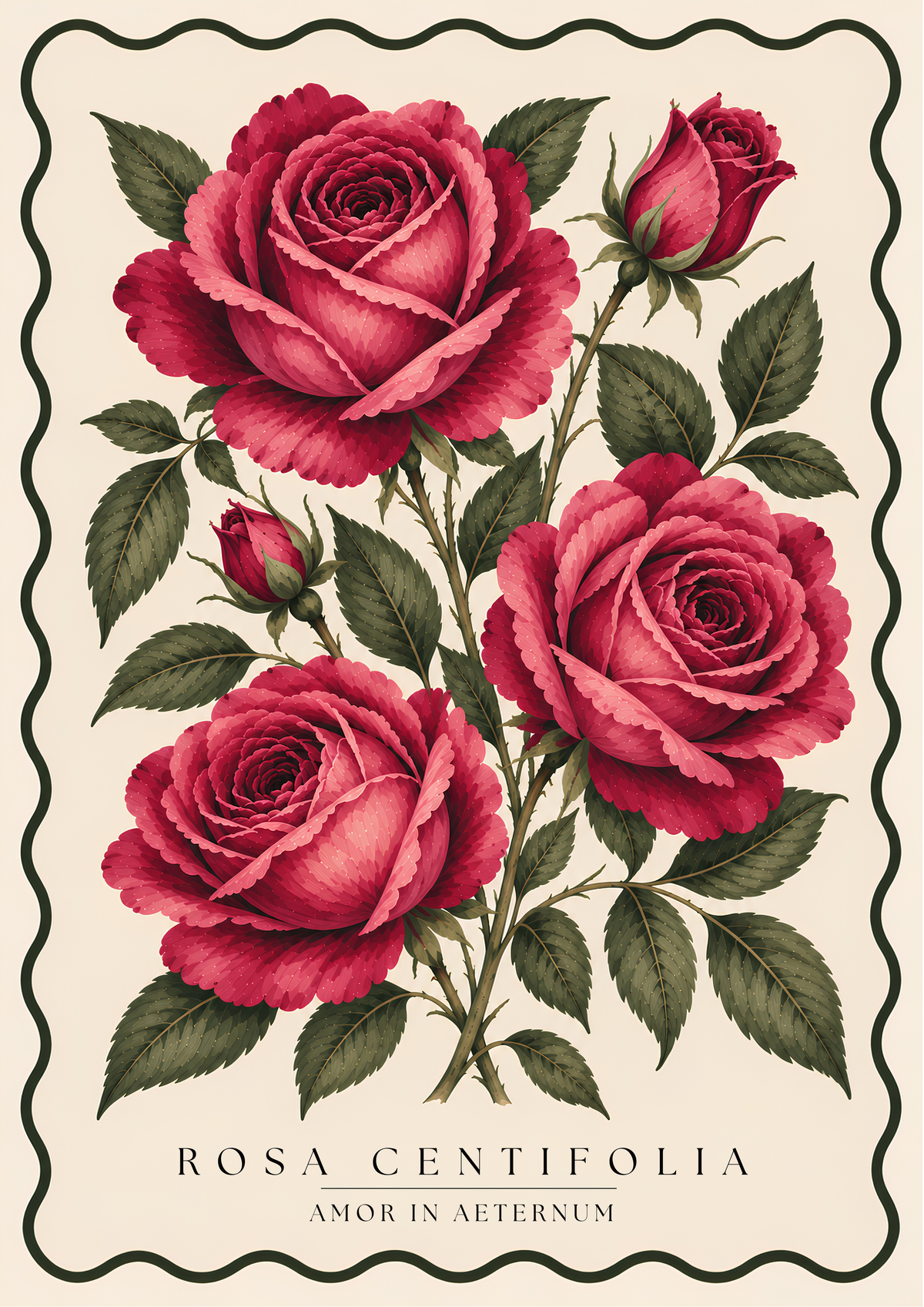 Rosa Centifolia | Vintage Rose Botanical Art Print
