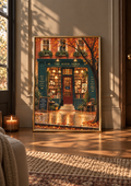 The Book Nook – Cosy Autumn Bookshop Art Print