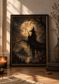 Under the Autumn Moon – Whimsical Witch Art Print