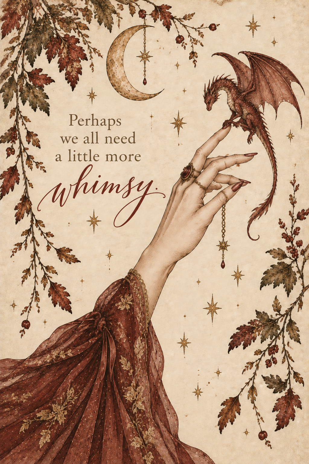 A Little More Whimsy – Dragon & Moon Fantasy Art Print