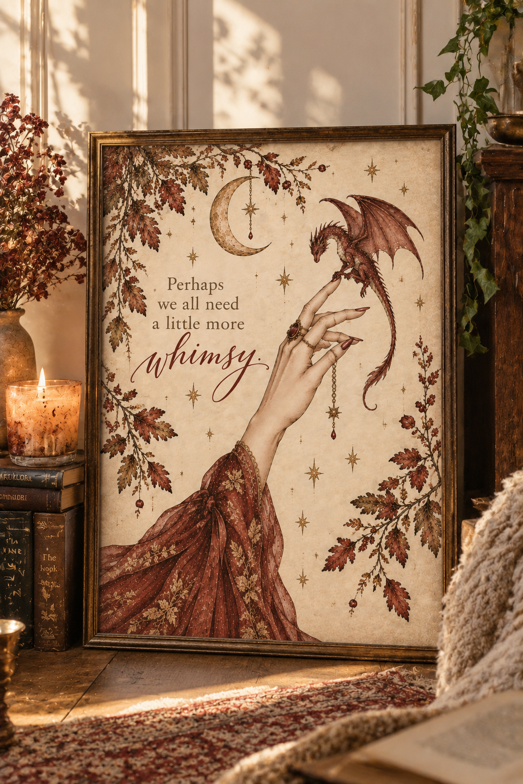 A Little More Whimsy – Dragon & Moon Fantasy Art Print