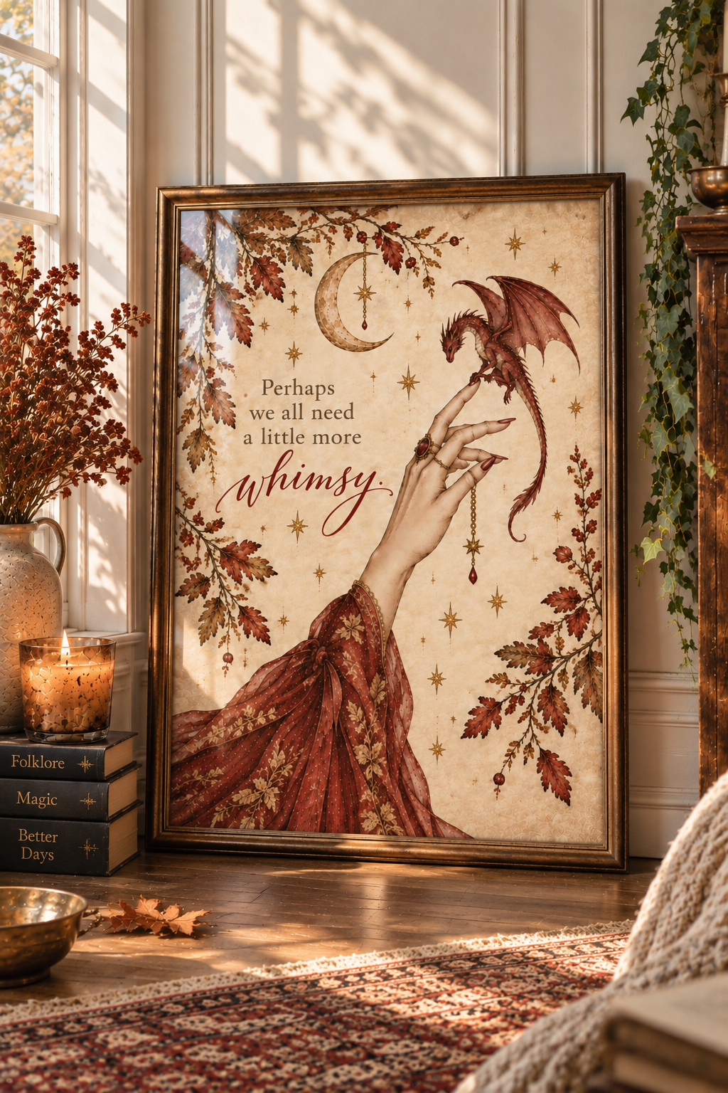 A Little More Whimsy – Dragon & Moon Fantasy Art Print