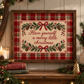 Have Yourself a Merry Little Christmas Print | Cross Stitch Tartan Christmas Wall Art
