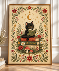Once Upon a Whisker — Whimsical Black Cat Bookish Art Print