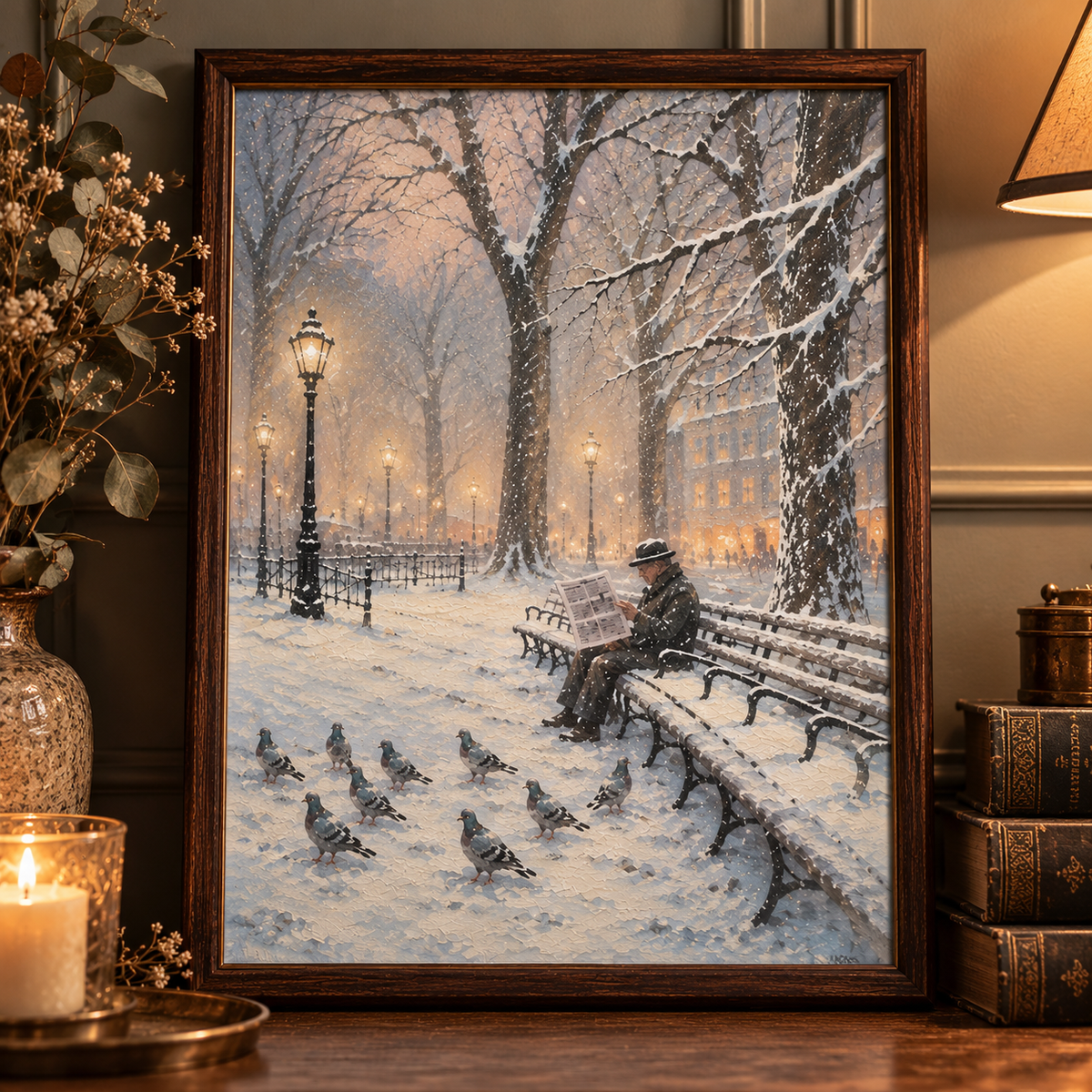 A Quiet Winter Morning | Vintage Snowy Park Art Print