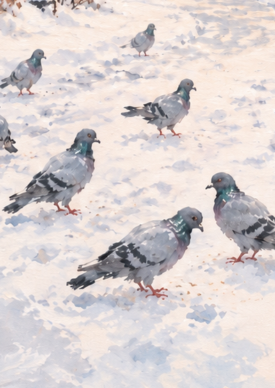 A Quiet Winter Morning | Vintage Snowy Park Art Print