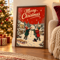 Vintage Christmas Snowman Print | Nostalgic Children Winter Wall Art