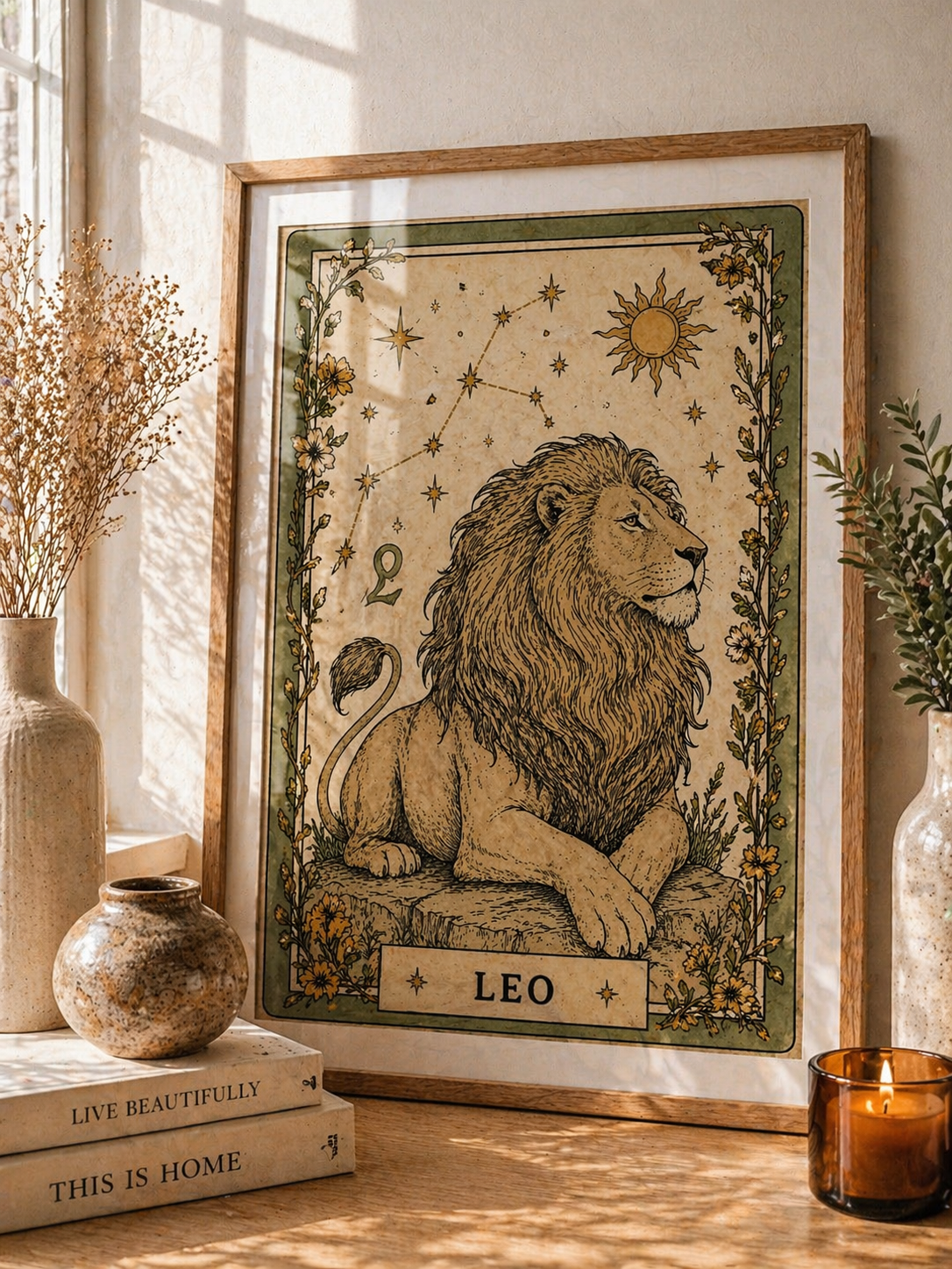 Vintage Leo Zodiac Star Sign Art Print
