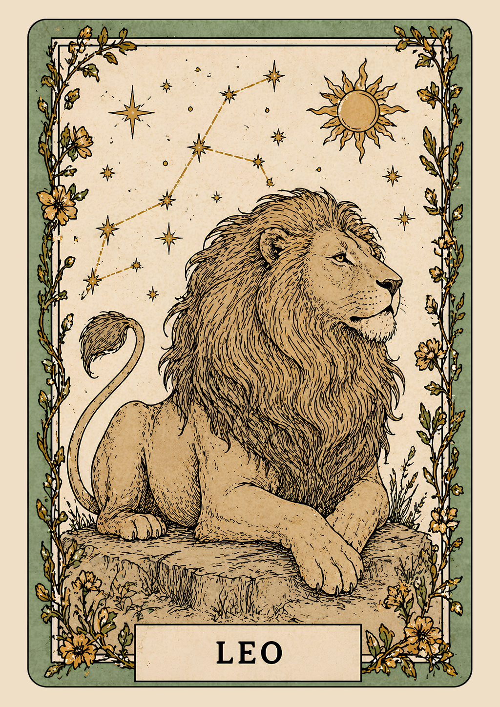 Vintage Leo Zodiac Star Sign Art Print