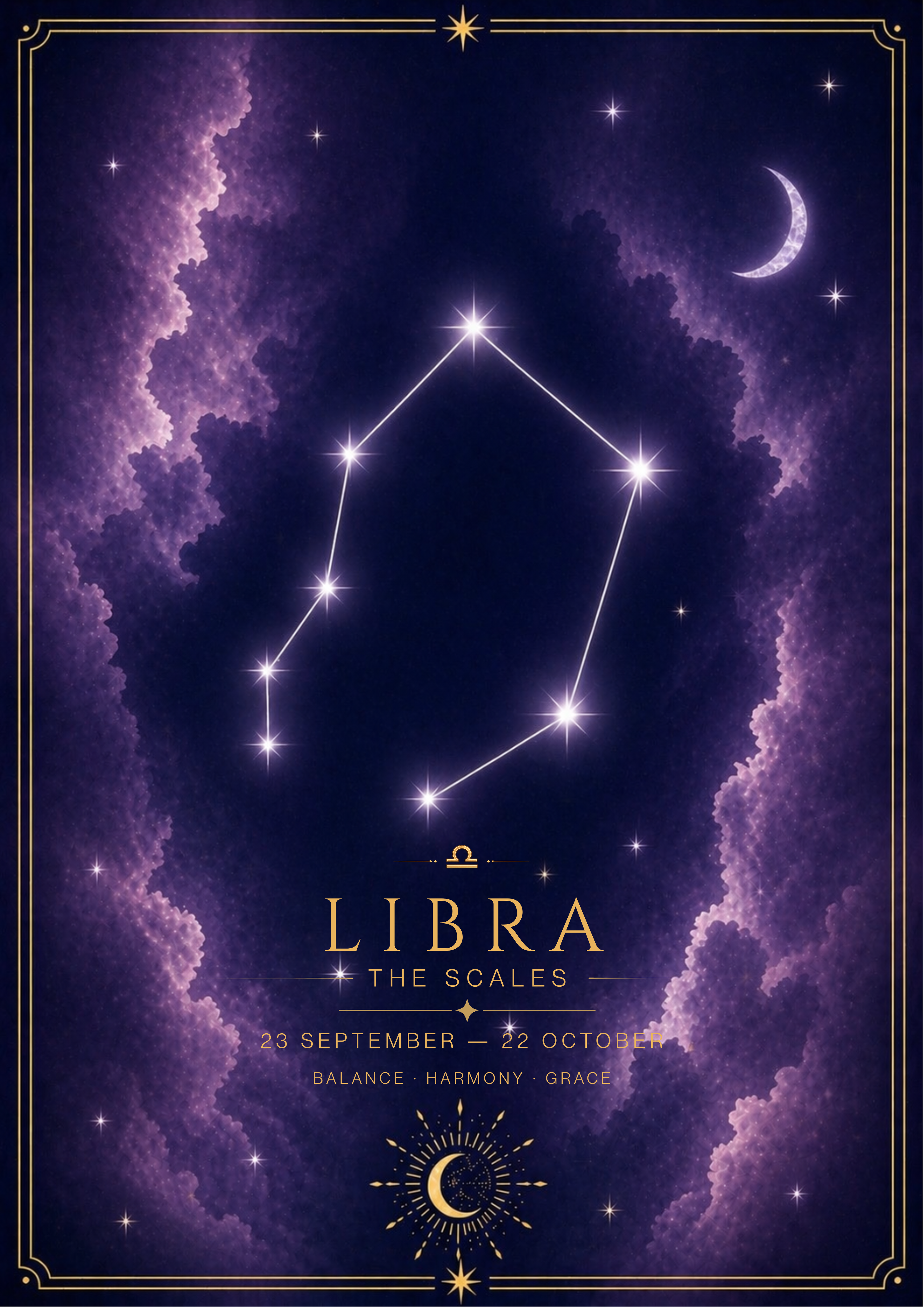 Libra Zodiac Star Sign Art Print