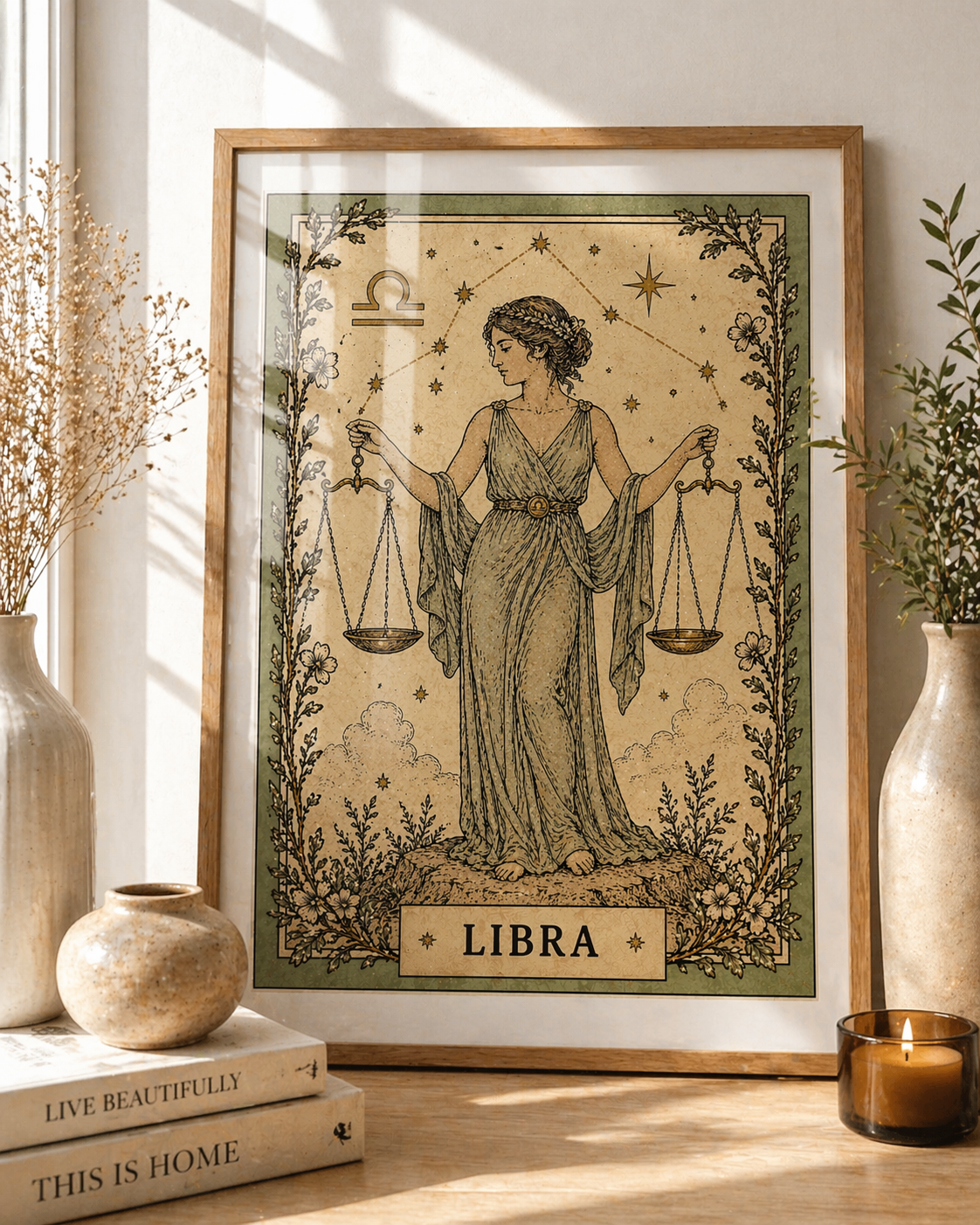Vintage Libra Zodiac Star Sign Art Print