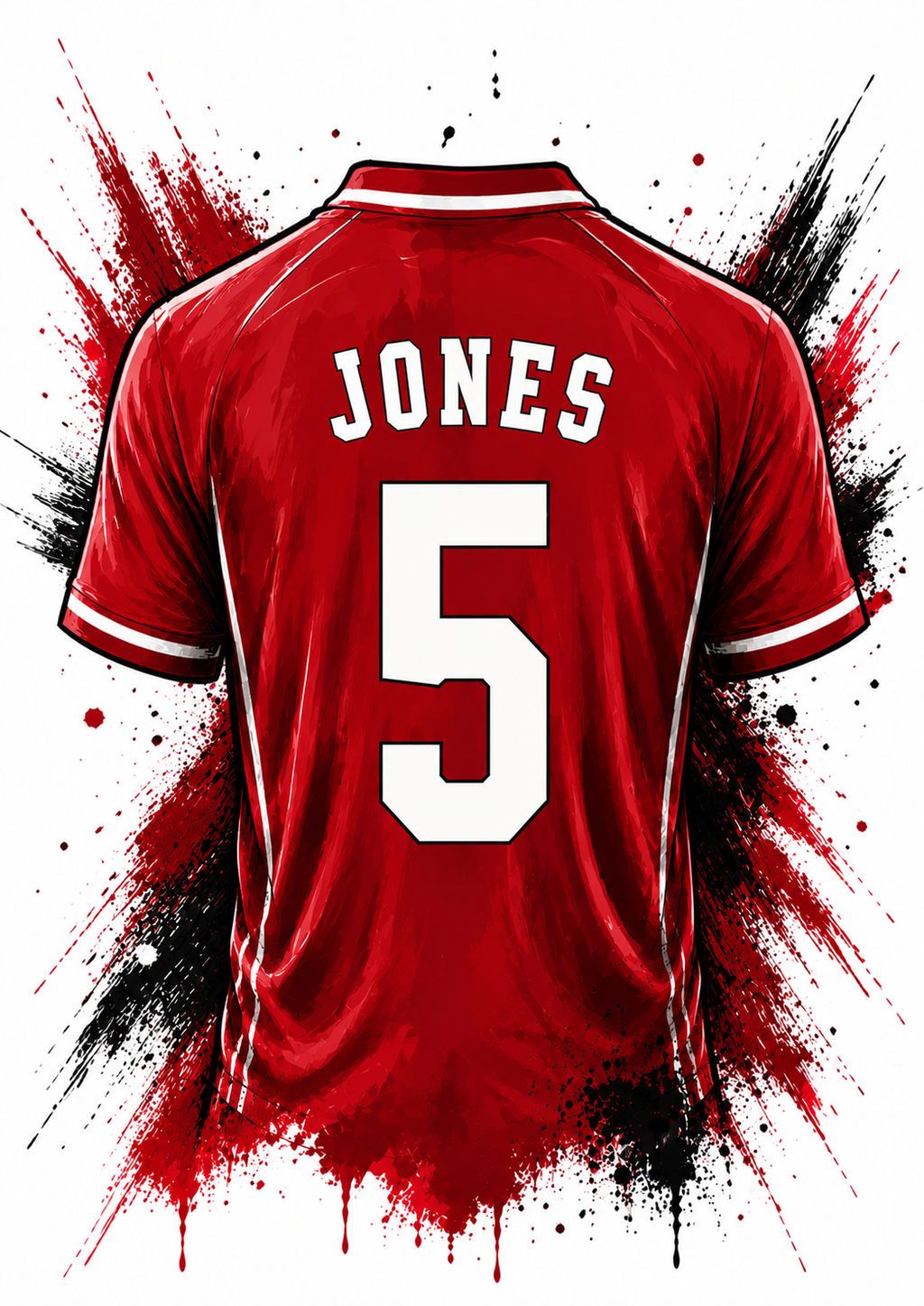 Personalised Red Football Shirt Print | Custom Name & Number Wall Art