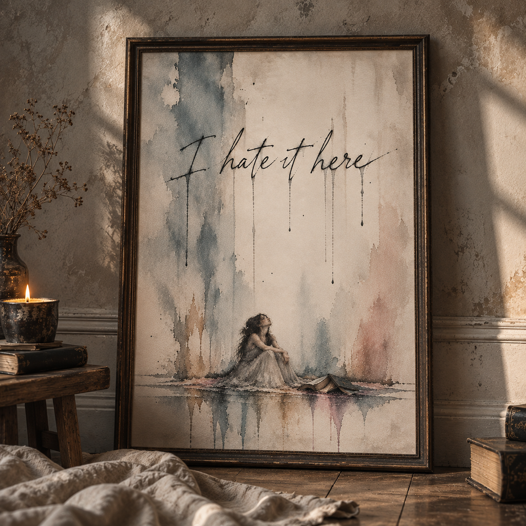 I Hate It Here – Melancholy Watercolour Art Print