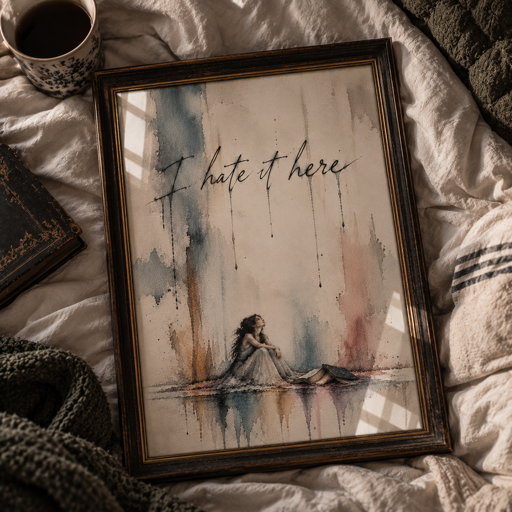 I Hate It Here – Melancholy Watercolour Art Print