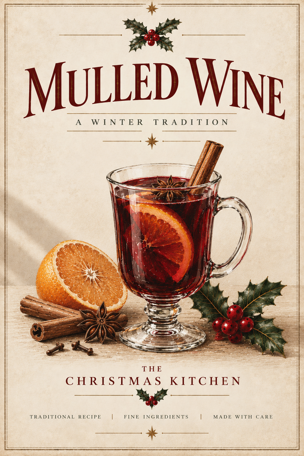 A Winter Tradition | Vintage Mulled Wine Christmas Print