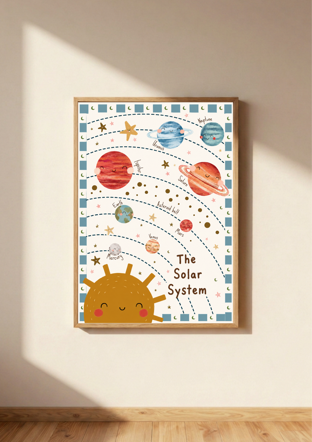 Solar System Print | Cute Kids Space Educational Wall Art
