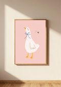 Goose with Blue Bow Print