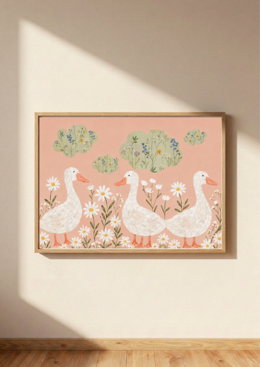 Three Geese Wildflower Meadow Print