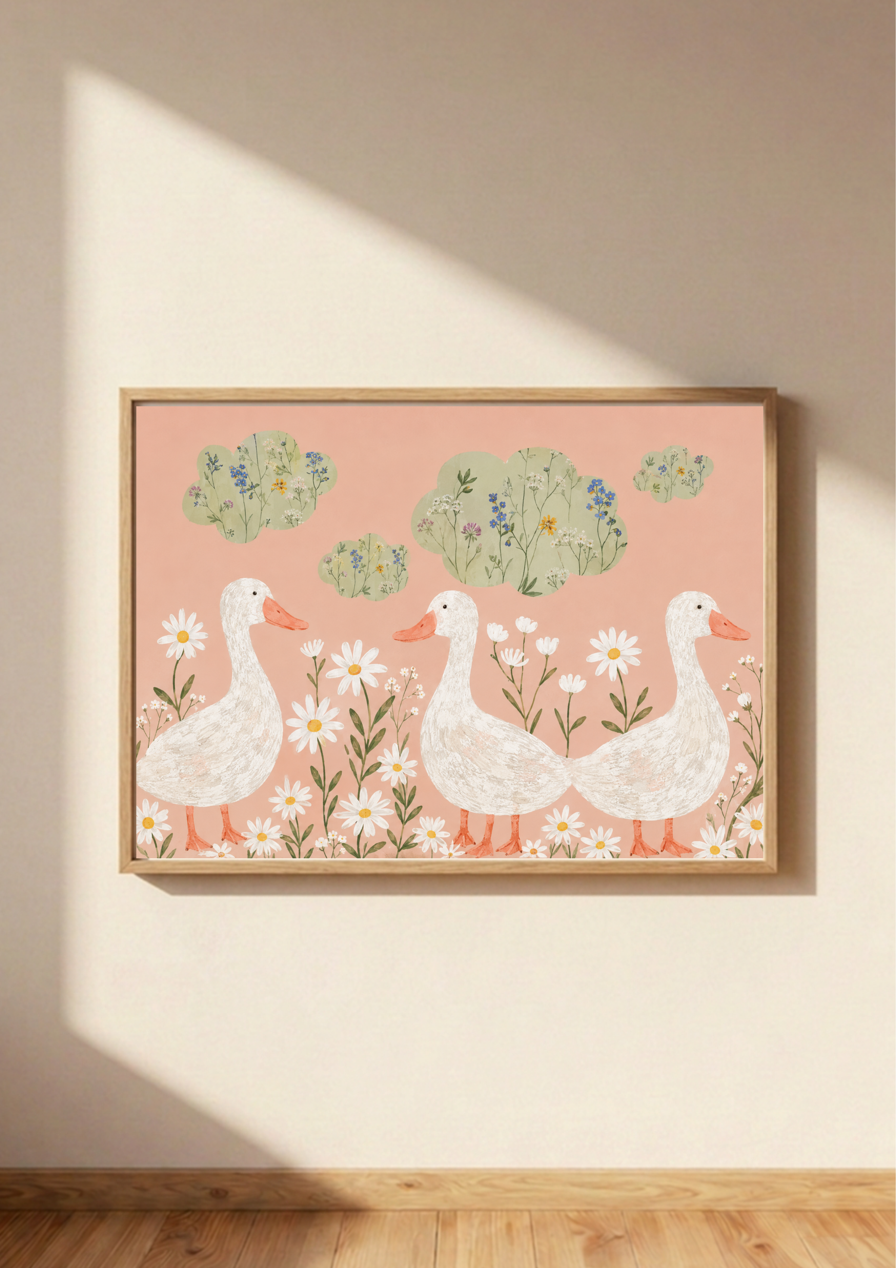 Three Geese Wildflower Meadow Print