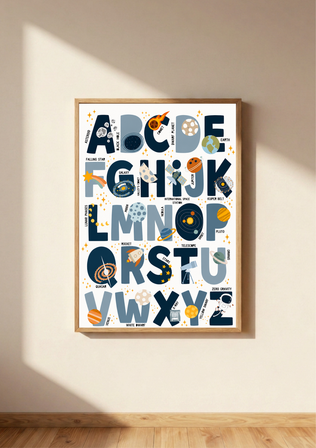 Space Alphabet Print | ABC Educational Kids Wall Art